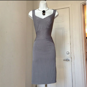 LIKE NEW - Adrianna Papell Steel Grey Ribbed Dress